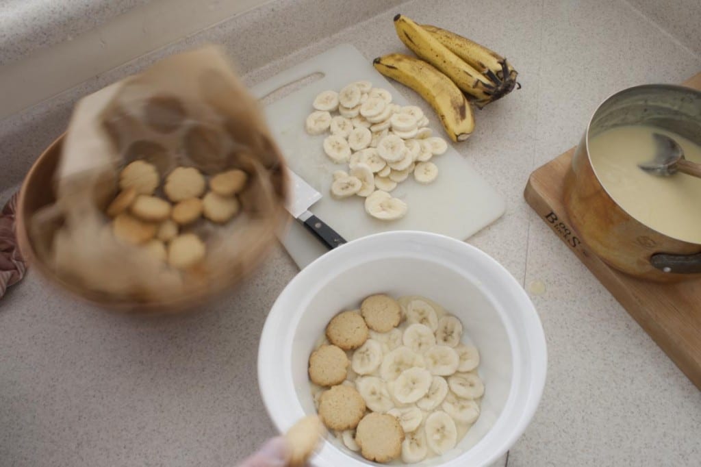 Alternate bananas and wafers in single thickness layers