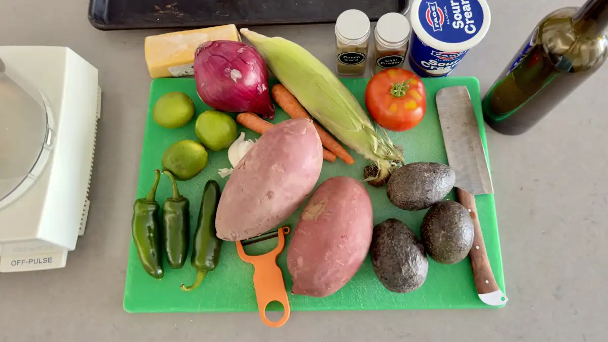 mise en place for vegetarian tacos